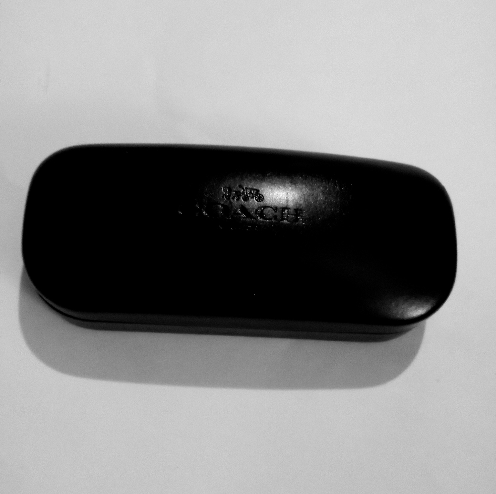 NEW Coach New York Black Leather Hardside Sunglass Eyeglass Case Clamshell